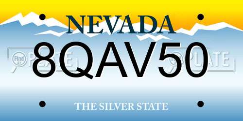 8QAV50 Nevada License Plate