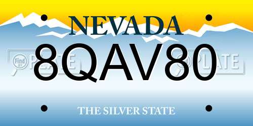 8QAV80 Nevada License Plate