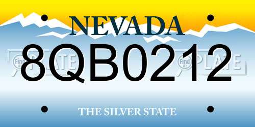 8QB0212 Nevada License Plate