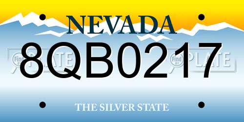8QB0217 Nevada License Plate