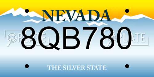 8QB780 Nevada License Plate