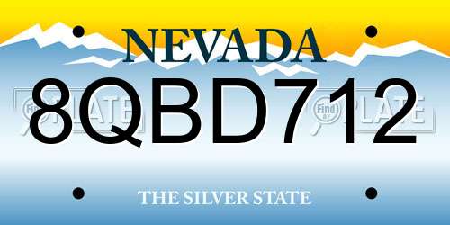8QBD712 Nevada License Plate