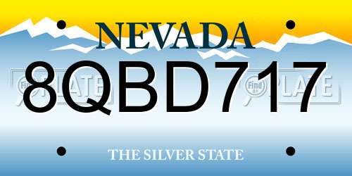 8QBD717 Nevada License Plate