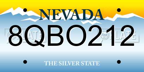 8QBO212 Nevada License Plate