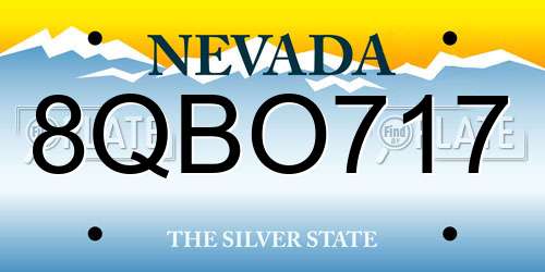 8QBO717 Nevada License Plate