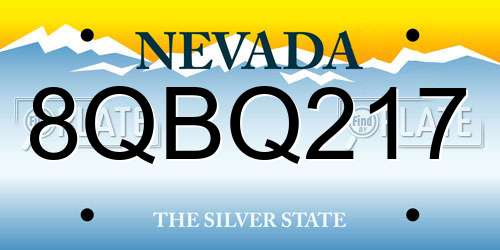 8QBQ217 Nevada License Plate