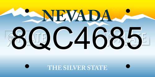 8QC4685 Nevada License Plate