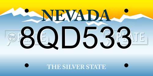 8QD533 Nevada License Plate