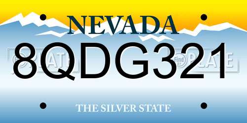 8QDG321 Nevada License Plate