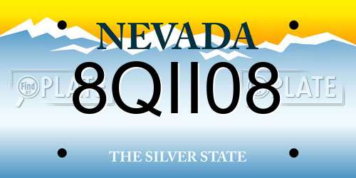8QII08 Nevada License Plate