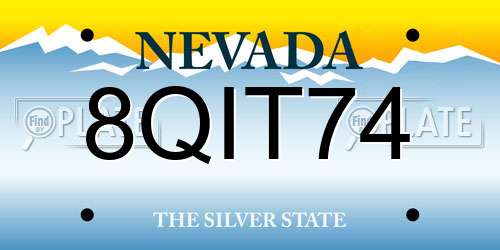 8QIT74 Nevada License Plate