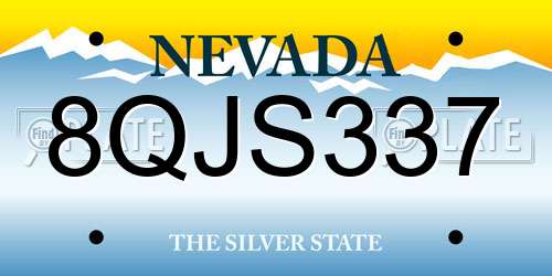 8QJS337 Nevada License Plate