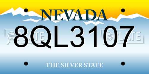 8QL3107 Nevada License Plate