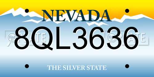 8QL3636 Nevada License Plate