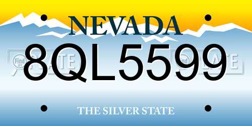 8QL5599 Nevada License Plate