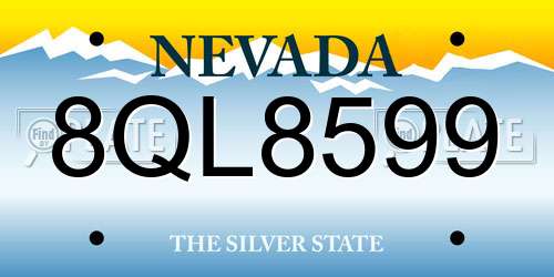 8QL8599 Nevada License Plate