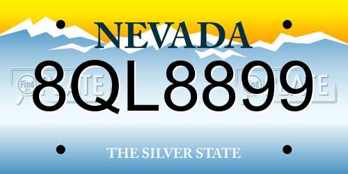 8QL8899 Nevada License Plate
