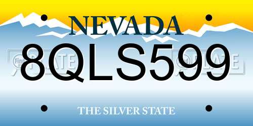 8QLS599 Nevada License Plate