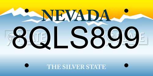 8QLS899 Nevada License Plate