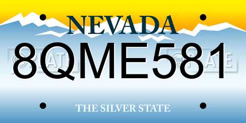 8QME581 Nevada License Plate