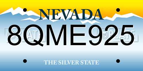 8QME925 Nevada License Plate
