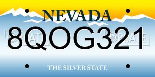 8QOG321 Nevada License Plate