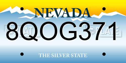 8QOG371 Nevada License Plate