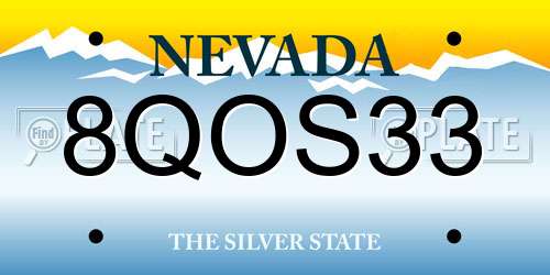 8QOS33 Nevada License Plate