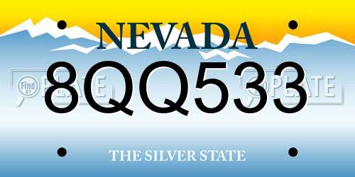 8QQ533 Nevada License Plate