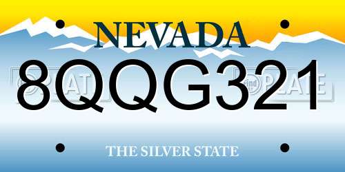 8QQG321 Nevada License Plate