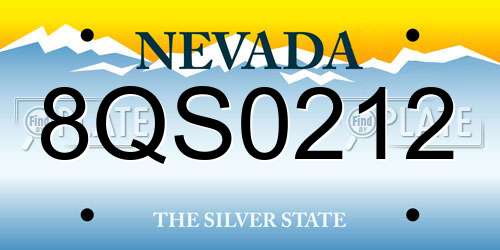 8QS0212 Nevada License Plate