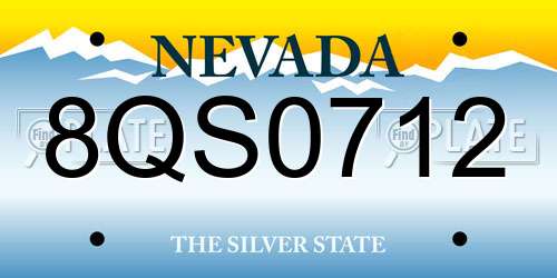 8QS0712 Nevada License Plate