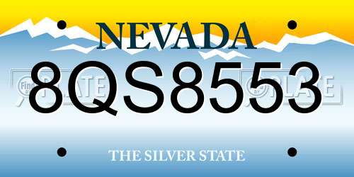 8QS8553 Nevada License Plate