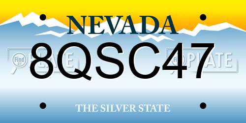 8QSC47 Nevada License Plate