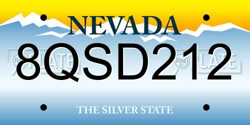 8QSD212 Nevada License Plate