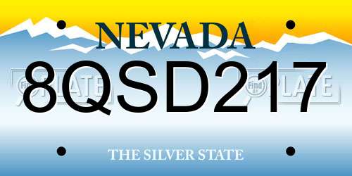 8QSD217 Nevada License Plate