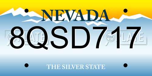 8QSD717 Nevada License Plate