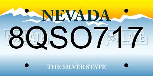 8QSO717 Nevada License Plate