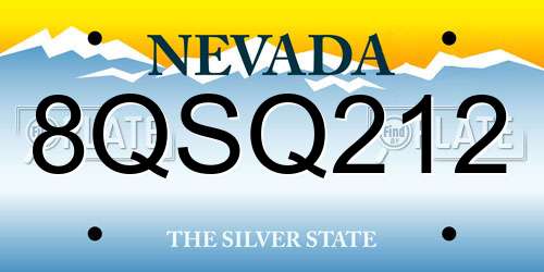 8QSQ212 Nevada License Plate