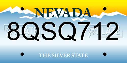 8QSQ712 Nevada License Plate