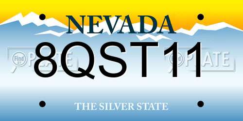 8QST11 Nevada License Plate
