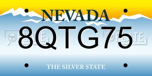 8QTG75 Nevada License Plate