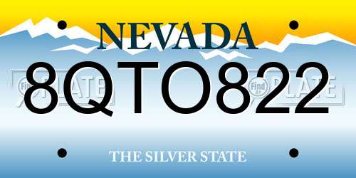 8QTO822 Nevada License Plate