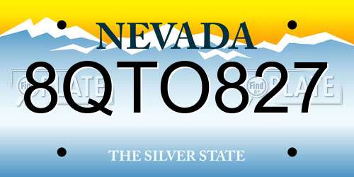 8QTO827 Nevada License Plate