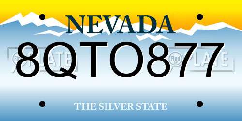 8QTO877 Nevada License Plate