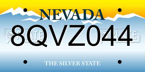 8QVZ044 Nevada License Plate