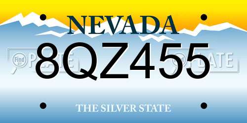 8QZ455 Nevada License Plate