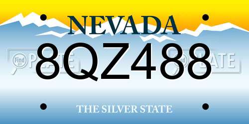 8QZ488 Nevada License Plate