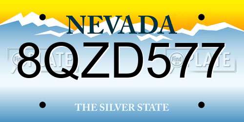 8QZD577 Nevada License Plate