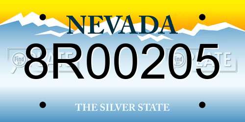 8R00205 Nevada License Plate
